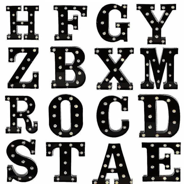 Newly Design Led Letters Lights 26 Alphabet Black Decorative Marquee Lamps For Wedding Party and