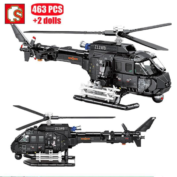 Sembo Military Aircraft Set Z-11b Attack Helicopter Building Blocks City Police Soldiers Armed Airplane Bricks Toys For Childrenwithout Original Box