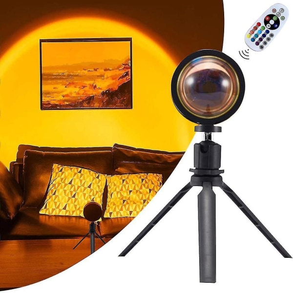 Solnedgang Projektor LED Regnbue Projeksjonslys USB Solnedgang Lampe Projektor Romantisk Visuell LED Lys Med 16 Farger Moderne Gulvstativ Nattlys For Ph