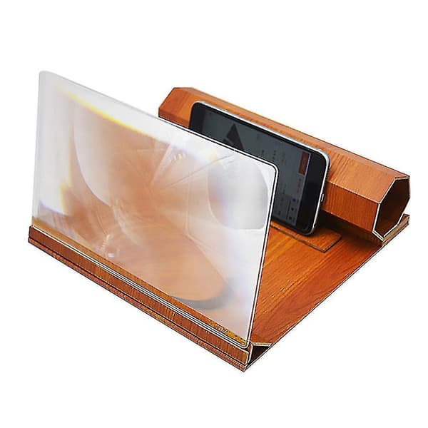 12inch Desktop 3d Screen Magnifier Video Amplifier Stand Holder For Mobile Phone Red Walnut