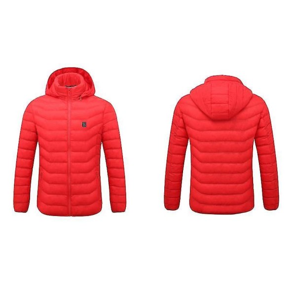 Varmejakke, Vinter Udendørs Varm Elektrisk Varmejakke, 8 Varmezoner, Super Varm Jakke red XL