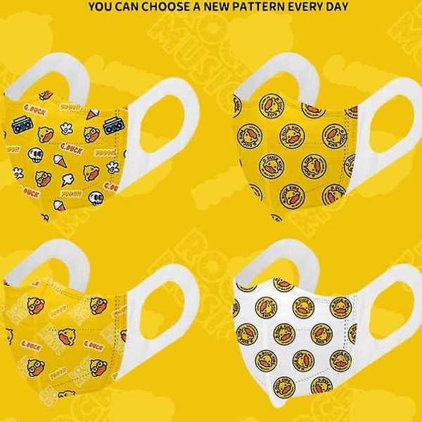 Kid's Little Yellow Duck Disposable 3d 3-layer Protection Mask D