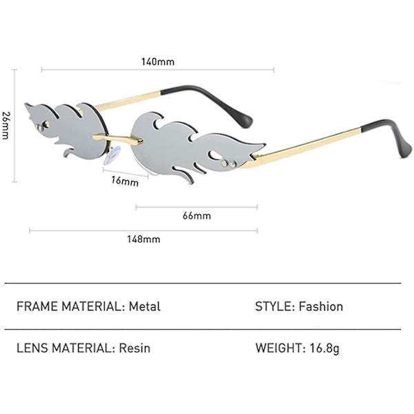 Fire Flame Sunglasses Rimless Wave Glasses Fire Shape Eyewear For Part