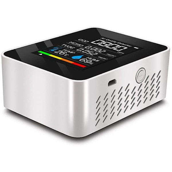 Air Quality Detector Multifunctional Carbon Dioxide Co2 Tester Tvoc Hcho Value Electricity Quantity Temperature Humidity Display Functionwhite
