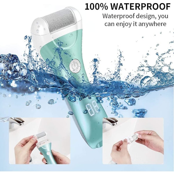 Electric Callus Remover Electric Pedicure Foot Sharpener Hard Skin Remover Ipx7 Waterproof Pedicure With 3 Thick Roller Head And Foot Files