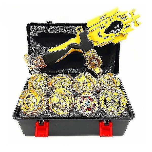 8pc  Beyblade Gold Takara Burst Set Spinning With Grip Launcher Portable Box