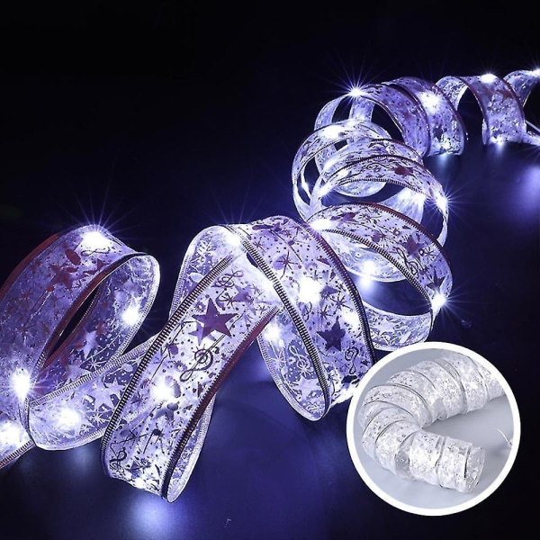 4m 40led Ribbon Fairy String Lights Gift Wraps Christmas Tree Party Decoration White