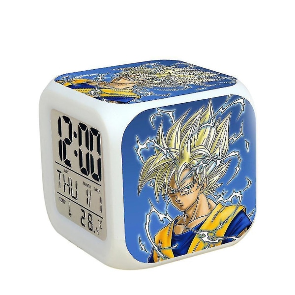dragon Ball Sun Goku Colorful Thermometer Glowing Cube Alarm Clock Lazy Snooze Student Thermometer G