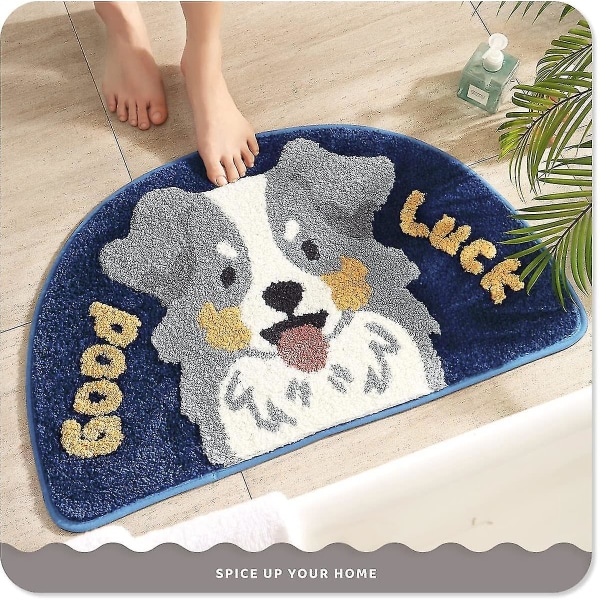 Cute Bathroom Rug Bath Mat 17.7" X 29.5" Non-slip Soft Shower Rug Plus Border Collie