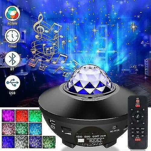 Bluetooth LED Galaxy Stjerneklare Natlys Projektor Himmel Party Lampe Gave