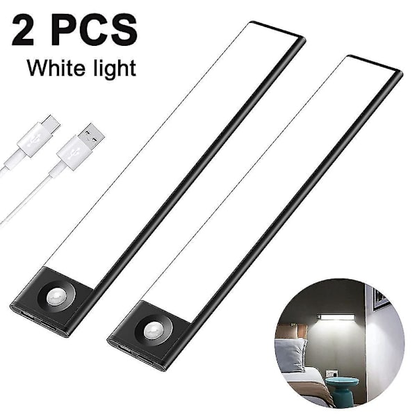 2 Pack Under Cabinet Lighting Motion Sensor Closet Light Wireless positive white light Black 20 cm
