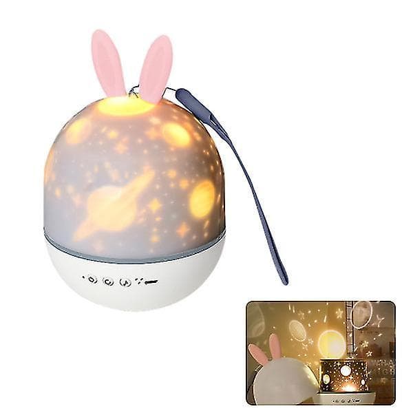 Night Light Child Lamp Star Projector 360 Musical Rotation Night Light Remote Control 6 Colors Pink