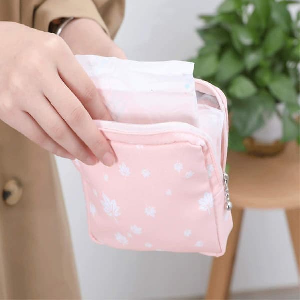 Sanitetsbind Opbevaringspose, 2 stk. Menstruationspose, Bærbar Sanitetsbind Opbevaringsposer i Bomuldsstof til Kvinder