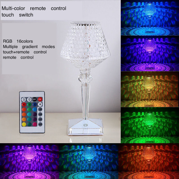 Diamantkrystal Bordlampe Soveværelse Sengelampe Suspenderet Linje Atmosfære Lampe RGB 16color 12hours
