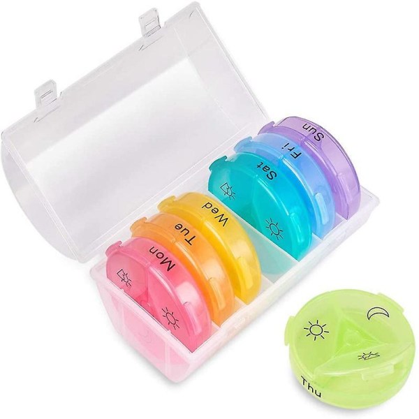 Daily Pill Organizer,weekly Am-pm Pill Box,7 Day Pill Boxes Medicine Case Grey colorful