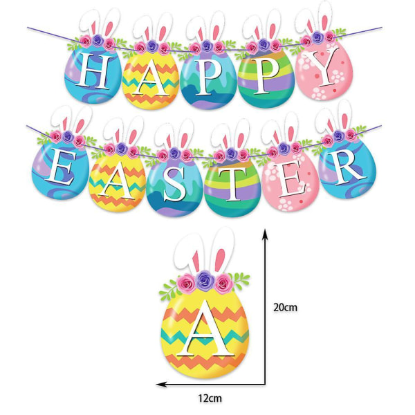 Easter Pull Flag Latex Balloons Set Egg Bunny Print Paper Banner Happy Easter Decoration C