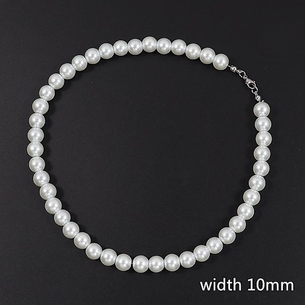 2022 New Trendy Imitation Pearl Necklace Men Temperament Simple Handma 60cm 6mm
