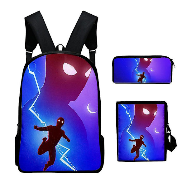 Spiderman Skolesekksett med Tema for Barneskole og Ungdomsskole, 3 deler, Dataveske, Messenger Bag, Penal