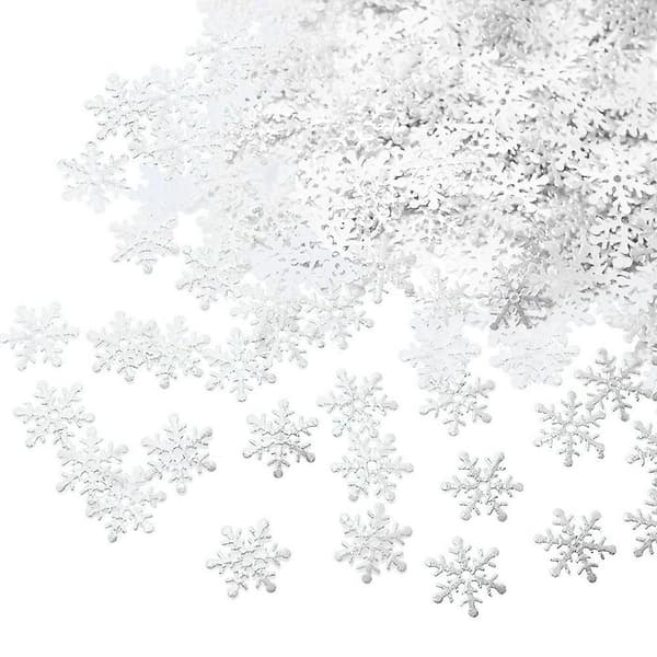 1000 stk. Glitter Snøfnugg Ornamenter Julepynt White