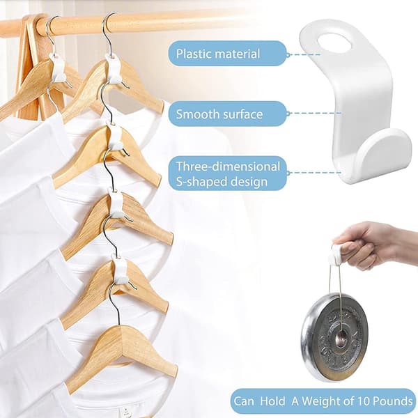 30 Pack Hanger Connector Hooks, Space Saving White Hanger Hooks, Mini Clothes Connector, Multi-layer Stackable Hanger Extender For Wardrobe, Closet, W