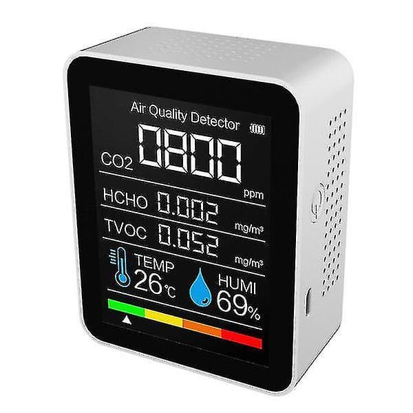 Co2 Måler Digital Temperatur Fugtighedssensor Tester Luftkvalitet white