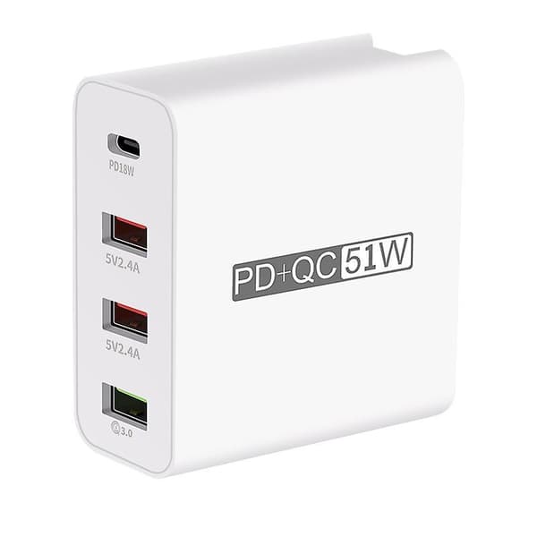 4 Porte Pd+qc3.0 Adapter Usb Output Bærbar Hurtig Opladning 51w Adapter EU Plug