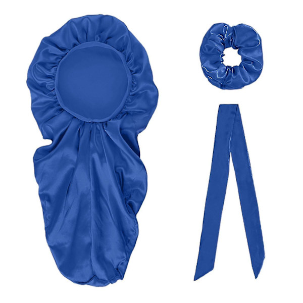 1 Set Sleeping Cap Adjustable Anti-static Fake Stain Wide Application Sleeping Hat For Women Blue