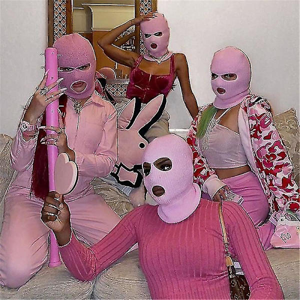 Adult's Balaclava Warm Two Hole Pullover Hat Wool Knitting Face Mask Red wine