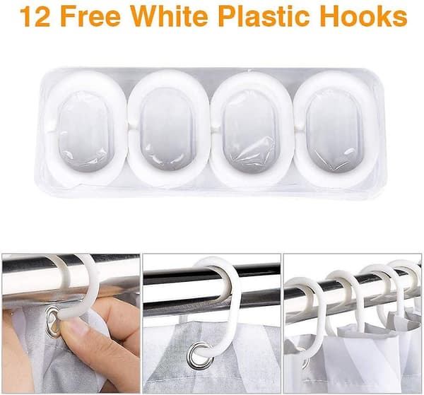 Shower Curtain, Waterproof Mildew Proof Polyester Bath Curtain For Bathroom Or Bathtub With 12 Rust Proof Hooks, 200x200cm