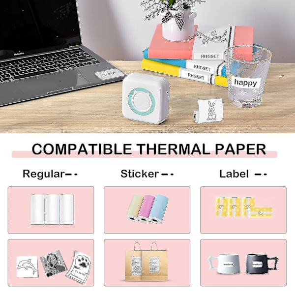 Mini Pocket Sticker Printer, Bluetooth Wireless Portable Mobile Printer Machine Thermal Printer For Notes, Memo, Photo, Pocket Label Receipt Printer C option 6