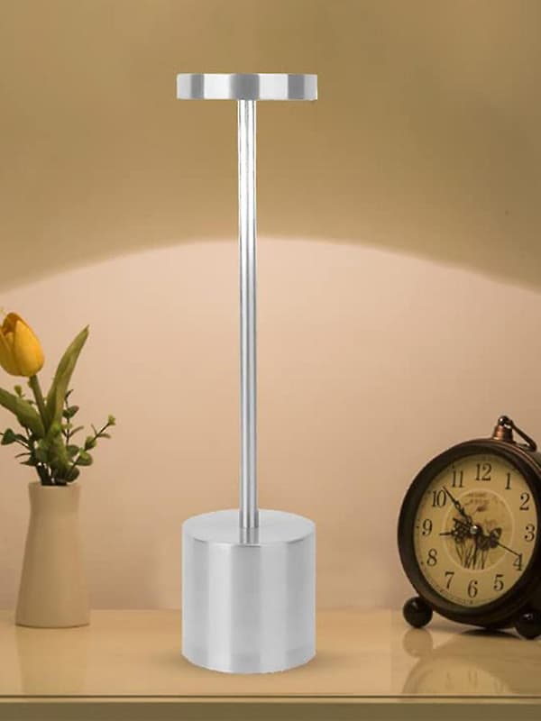 3-levels Brightness Led Table Lamp Touch Dimmable Usb Rechargeable Bar Night Light Cordless Modern Silver