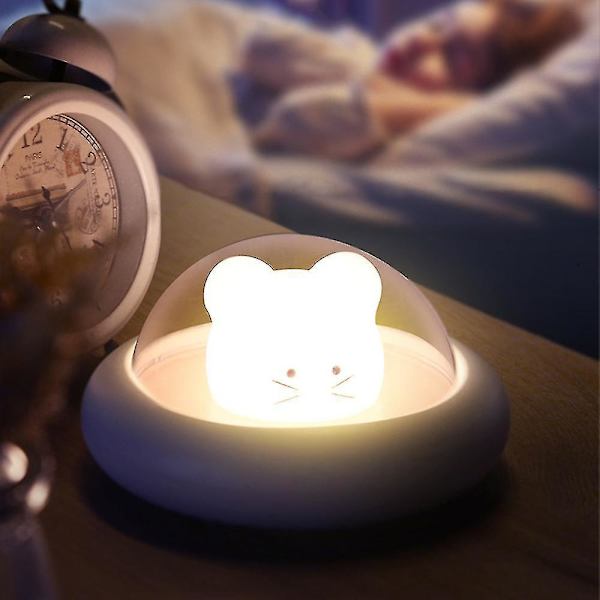 Ufo Space Mouse Led Night Light Usb Bedside Sleeping Lamp Rechargeable Pink