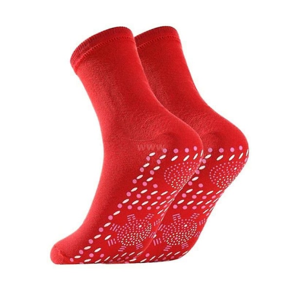 1 Pair Tourmaline Magnetic Socks Self Heating Therapy Foot Warmer Socks Health Care Red
