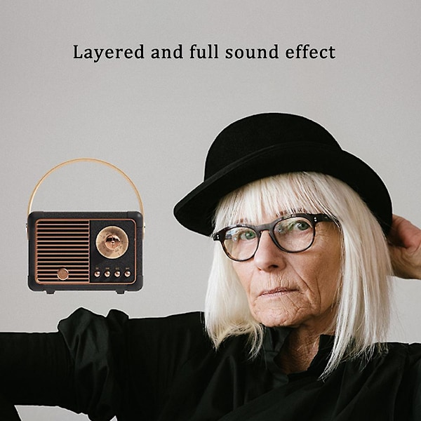 Kannettava Bluetooth Täysi Ääniefekti Musiikkisoitin Retro Radio Ulkoilu Matka Mini Kaiutin Ladattava Black