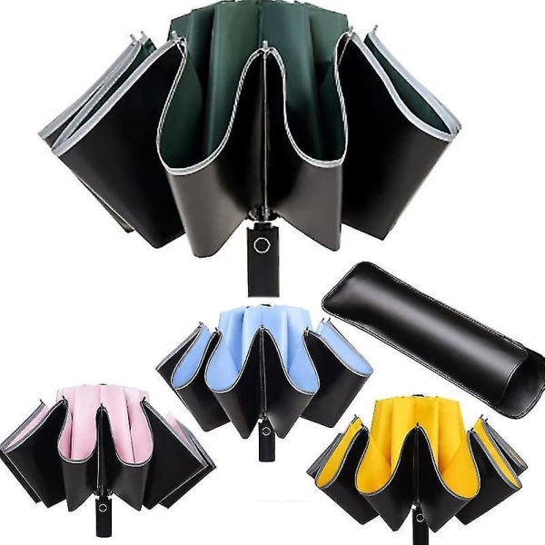 Inverted Umbrella Windproof Anti-uv Automatic Folding Umbrella Night Reflective Strip Auto Reverse Umbrella