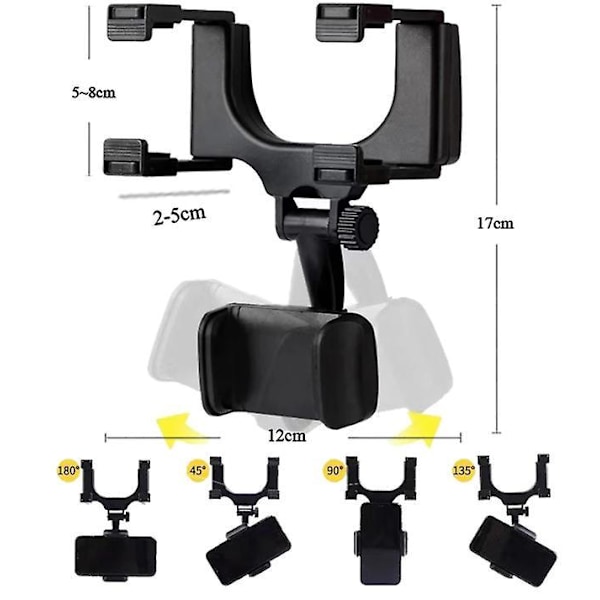 Universal 360°Rotatable Car Rearview Mirror Bracket Mobile Phone Base Gps Holder