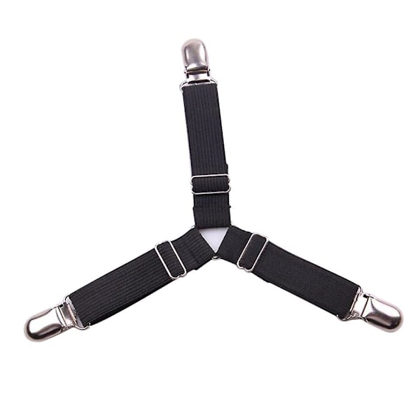 3 Clips Seng Hjørneholder Sengetøjsfastgørelser Madrasbetræk Clips Kraftige Sengetøjslagner Elastiske Stropper Justerbare 2PCS Black