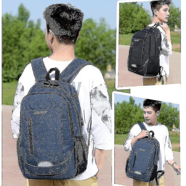Student School Bag Usb Charging Travel Bag Computer Backpack light grey
