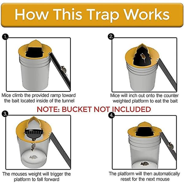 Reusable Smart Mouse Rat Trap Plastic Flip Slide Bucket Lid Humane Or Lethal Trap Door Style Multi Catch White
