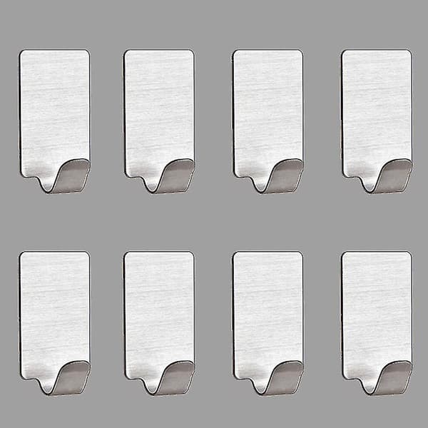Self Adhesive Hooks, 8pcs Stainless Steel Towel And Robe Hooks For Kitchen Bathrooms Closets, Waterproof And Rustproof.