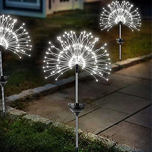 Solar Garden Lights Warm White LED Cool White Round 2Pack