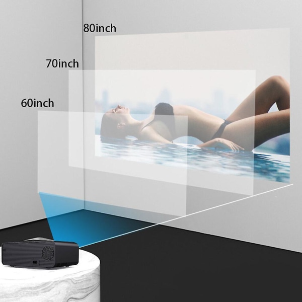 Smart Projektor 4k Android 6.0 Hd 1080p Projektor Wifi Bluetooth Projektor Utendørs Hjemmekino EU Plug