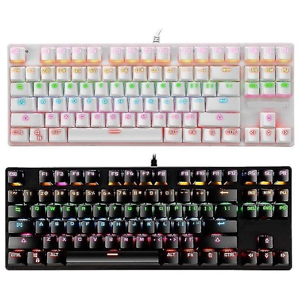 Qwert 87-tasters USB Kablet Mekanisk Tastatur Høy Kvalitet Profesjonell Og Lett å Bruke (svart) white