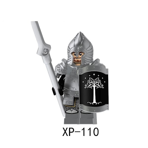 4pcs Lord Of The Rings Series Assembled Building Blocks Gondor Soldier Silver Painted Minifigure With Armor
