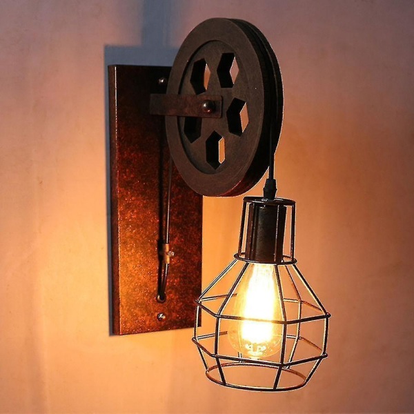 Retro Wall Lamp Industrial Wall Lamp Shade Wrought Iron Adjustable Wall Lamp Led (rust Color)