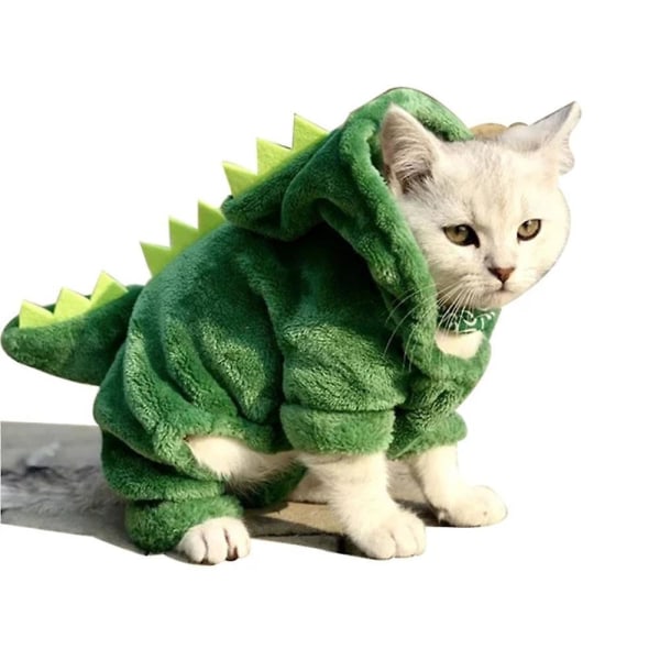 Pet Cat Winter Clothes Funny Dinosaur Costume Puppy Dog Cat Warm Plush Coat Fleece Hoodies Sweater Kitten Clothing XL