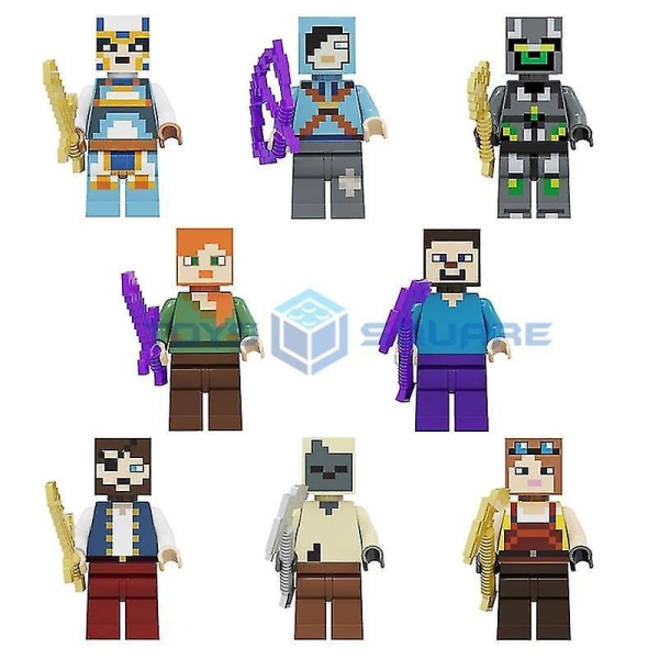 Herobrine Ghast Wither Steve Med Mine Verden Actionfigurer Model Byggeklodser Sæt Gaver Legetøj Til Børn K set