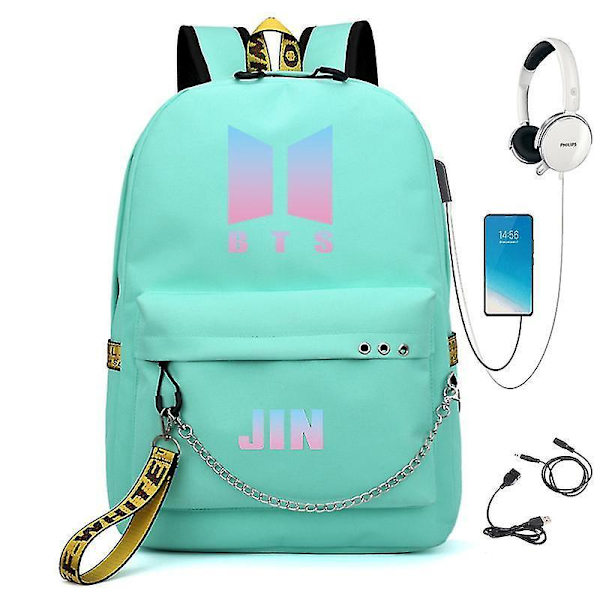 Bts Ryggsekk USB Lading Skolesekk Color 15