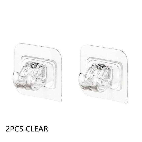 2pcs Curtain Rod Holder Clamp Hooks Adhesive Wall Curtain Fixed Clip Hanging Rack Hook Clear