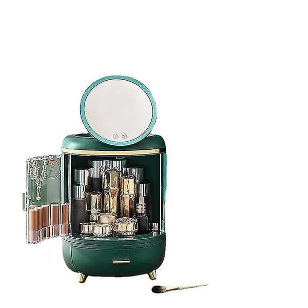 Jewelry Storage Box Led Makeup Mirror With Light Folding Dressing Integrated Bedroom Holders Case Led light-green